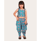 Girls Printed Stylish Flared Palazzo With Crop Top | Silk & Rayon Palazzo Set-Blue / 2 Years-3 Years