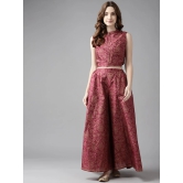 Women Burgundy Floral Printed Regular Top with Palazzos