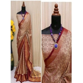 Apnisha Banarasi Silk Embellished Saree With Blouse Piece - Wine ( Pack of 1 ) - Wine