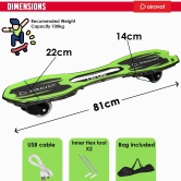 Airavat Zig Zag 7803 Waveboard for Kids and Teens: Master Tricks and Turns with This Fun and Durable Board (Colour - BLACK/LIME, Size - 30 INCH) by Total Sporting And Fitness Solutions Pvt Ltd