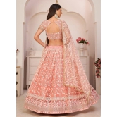 Gorgeous Peach Mono Net Wedding Wear Lehenga Choli