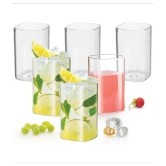 Treo by Milton V Square Borosilicate Glass Tumbler Set of 6, 280 ml Each, Transparent | Dishwasher Safe| Serve Whiskey | Wine | Juices | Cold Drinks | Water | Cocktails | Mixed Drinks