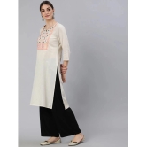 Antaran - Off White Cotton Womens Straight Kurti ( Pack of 1 ) - None