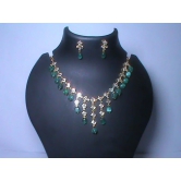 Stunning Emerald and Diamond Necklace Set in 14K White Gold