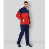 Vivid Bharti - Multicolor Fleece Regular Fit Colorblock Men''s Sports Tracksuit ( Pack of 1 ) - S