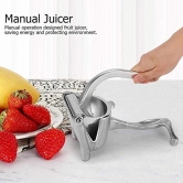 KATHIYAWADI Aluminum Lemon Squeezer, Manual Hand Press Juicer, 14 X 10.5 X 24 cm, Silver