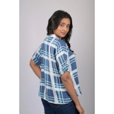 V-Neck Blue Checks Top (OTL-TPS1073)-Blue / XXL