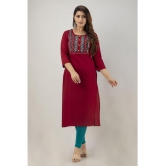 Preksha - Maroon Rayon Women's Straight Kurti ( Pack of 1 ) - None