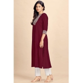 Glomee Rayon Embroidered Nayra Women's Kurti - Maroon ( Pack of 1 ) - None