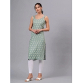 HIGHLIGHT FASHION EXPORT Rayon Printed Straight Womens Kurti - Green ( Pack of 1 ) - None