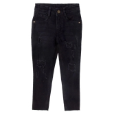 Cub McPaws Boys Distressed Slim Fit Cotton Blend Black Fashion Denim Pants|4 - 12 Years - None