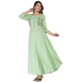 JC4U Rayon Green A- line Dress - Single - L