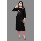 haya fashion - Black Rayon Womens Straight Kurti ( Pack of 1 ) - None