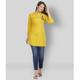 JC4U - Yellow Rayon Womens Straight Kurti - M