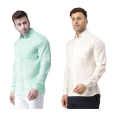 KLOSET By RIAG 100% Cotton Regular Fit Self Design Full Sleeves Men's Casual Shirt - White ( Pack of 2 ) - None