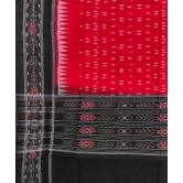 Red Black Sambalpuri Handwoven Single Ikat Cotton Dupatta