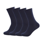 WILDSTUFF - Cotton Mens Striped Blue Mid Length Socks ( Pack of 4 ) - Blue