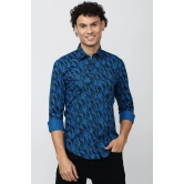 Men Blue Super Slim Fit Print Full Sleeves Casual Shirt