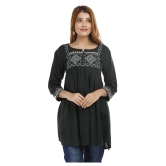 HIGHLIGHT FASHION EXPORT Green Rayon Straight Kurti - Single - XXL