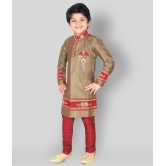 Ahhaaaa Kids Ethnic Indo-Western Sherwani and Breeches Set for Boys - None