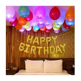 Party Propz Happy Birthday Decoration Kit with LED balloons & Foil Balloon Banner - Set of 40 - Multi-Color