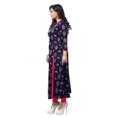 Vbuyz - Navy Rayon Womens Front Slit Kurti ( Pack of 1 ) - None