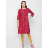 Globus - Red Cotton Women''s Straight Kurti ( Pack of 1 ) - None