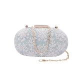 Embellished sea green hand embroided hand clutch party bag