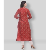 Maquien - Red Rayon Womens Front Slit Kurti ( Pack of 1 ) - XL