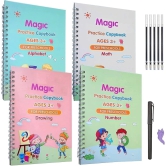 AYBOR (4 Book+10 Refill) Magic Practice Copybook for Kids Reusable Number & Letter Tracing Books Drawing & Math Practice Books Print Handwriting Workbook for Beginners Preschoolers