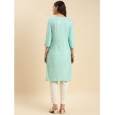 Rangita Women Sea Green Rayon Printed Knee Length Straight Kurti - None