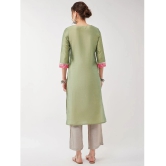 Pannkh - Green Art Silk Womens Straight Kurti ( Pack of 1 ) - None