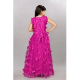 A TO Z CART Fluorescent Pink Net Girls Gown ( Pack of 1 ) - None