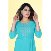 haya fashion - Light Blue Rayon Women's A-line Kurti ( Pack of 1 ) - None