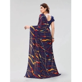 Kashvi Sarees Georgette Printed Saree With Blouse Piece - Navy Blue ( Pack of 1 ) - Navy Blue