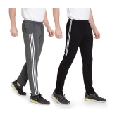 Zeffit Solid Men Black, Grey Track Pants (Pack Of 2 ) - XL