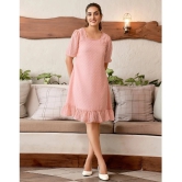 Selvia Chiffon Self Design Knee Length Womens A-line Dress - Peach ( Pack of 1 ) - None