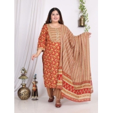 Swasti Cotton Printed Straight Womens Kurti - Orange ( Pack of 1 ) - None