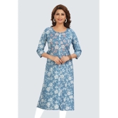 Meher Impex Cotton Printed Straight Womens Kurti - Light Blue ( Pack of 1 ) - None