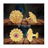 VIVASTRI Golden Stud Earrings ( Pack of 2 ) - Golden