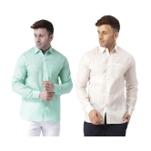 KLOSET By RIAG 100% Cotton Regular Fit Self Design Full Sleeves Men's Casual Shirt - White ( Pack of 2 ) - None