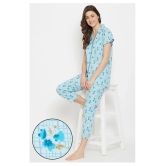 Clovia Cotton Nightsuit Sets - Blue Pack of 2 - L