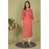 Estela Cotton Blend Printed Straight Womens Kurti - Orange ( Pack of 1 ) - None