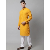 Jompers Men Mustard Chikan Kurta with Churidar-S / Mustard