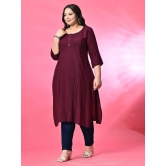 PrettyPlus by Desinoor.com Rayon Solid Straight Womens Kurti - Wine ( Pack of 1 ) - None