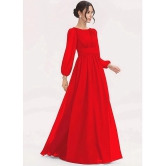 JASH CREATION - Red Georgette Womens Gown ( Pack of 1 ) - None