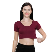 Vami Women's Cotton Stretchable Readymade Blouses - Dark Maroon M