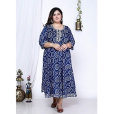 Swasti Cotton Blend Printed Anarkali Women's Kurti - Blue ( Pack of 1 ) - None