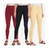 SELETA - Multicolor Cotton Women's Leggings ( Pack of 3 ) - None