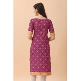 Glomee - Wine Crepe Women''s Straight Kurti ( Pack of 1 ) - None